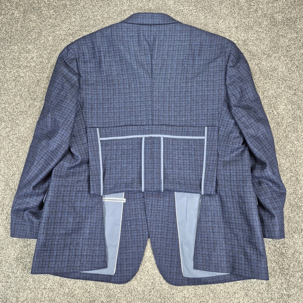 Joseph Abboud Blazer Mens 50R Blue Plaid Virgin Wool Lanificio di Pray - Picture 2 of 12